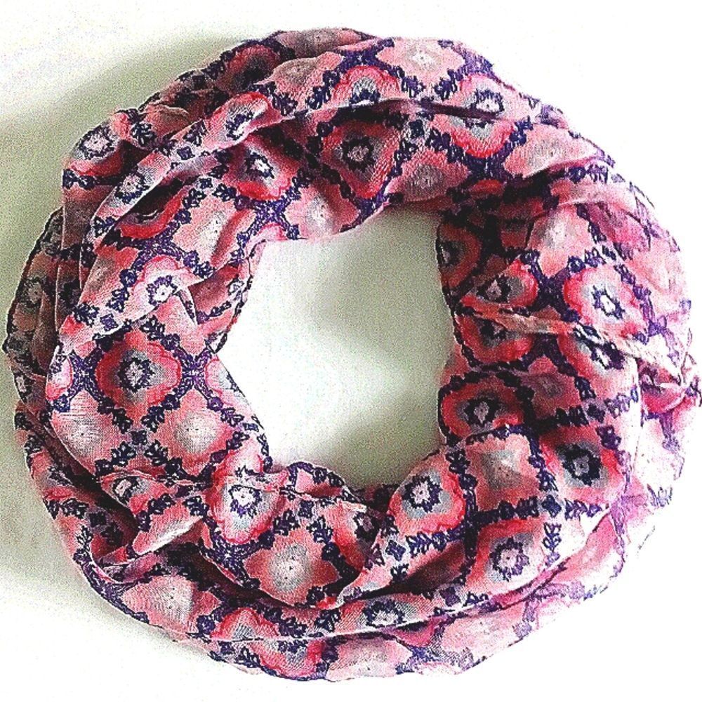 Womens Self Esteem Adorable Pastels W/Royal Blue X Design Infinity Scarf